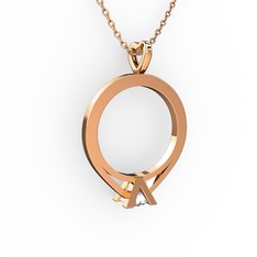 Tektaş Kolye - Swarovski 14 ayar rose altın kolye (40 cm rose altın rolo zincir) #jf3o9g