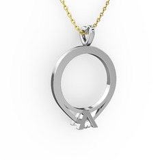 Pırlanta 18 ayar beyaz altın kolye (0.66 karat, 40 cm gümüş rolo zincir)