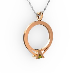 Tektaş Kolye - Peridot 18 ayar rose altın kolye (40 cm beyaz altın rolo zincir) #qrryt
