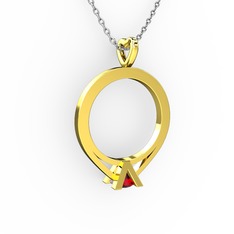 Tektaş Kolye - Garnet 925 ayar altın kaplama gümüş kolye (40 cm beyaz altın rolo zincir) #tfxgeu