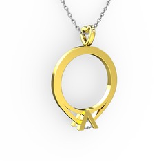 Tektaş Kolye - Swarovski 8 ayar altın kolye (40 cm beyaz altın rolo zincir) #uiswo0