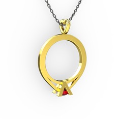 Garnet 14 ayar altın kolye (40 cm gümüş rolo zincir)