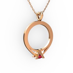 Tektaş Kolye - Rodolit garnet 8 ayar rose altın kolye (40 cm rose altın rolo zincir) #y279jw