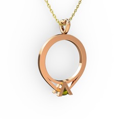 Tektaş Kolye - Peridot 14 ayar rose altın kolye (40 cm altın rolo zincir) #z9n1hx