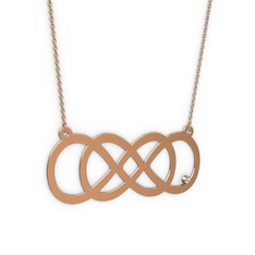 Taşlı Eternity Kolye - Swarovski 14 ayar rose altın kolye (40 cm rose altın rolo zincir) #13zfdsc