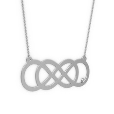 Taşlı Eternity Kolye - Beyaz zirkon 14 ayar beyaz altın kolye (40 cm beyaz altın rolo zincir) #140e810