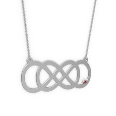 Taşlı Eternity Kolye - Garnet 8 ayar beyaz altın kolye (40 cm gümüş rolo zincir) #15wv6pt