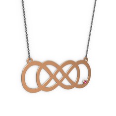 Taşlı Eternity Kolye - Rodolit garnet 925 ayar rose altın kaplama gümüş kolye (40 cm gümüş rolo zincir) #18q9tju
