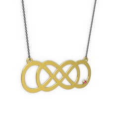 Taşlı Eternity Kolye - Rodolit garnet 925 ayar altın kaplama gümüş kolye (40 cm gümüş rolo zincir) #1ht9n3z
