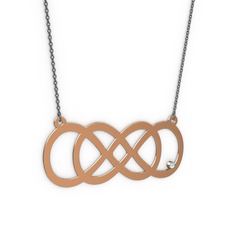 Akuamarin 8 ayar rose altın kolye (40 cm gümüş rolo zincir)