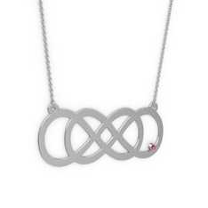 Taşlı Eternity Kolye - Rodolit garnet 8 ayar beyaz altın kolye (40 cm beyaz altın rolo zincir) #1kwpj48