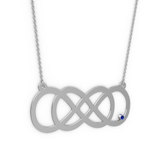 Taşlı Eternity Kolye - Lab safir 18 ayar beyaz altın kolye (40 cm beyaz altın rolo zincir) #1o3ixin