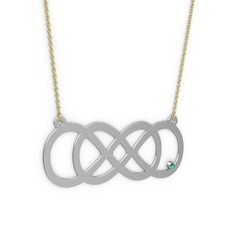 Taşlı Eternity Kolye - Yeşil kuvars 18 ayar beyaz altın kolye (40 cm altın rolo zincir) #1pheyw0