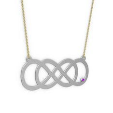 Taşlı Eternity Kolye - Ametist 925 ayar gümüş kolye (40 cm gümüş rolo zincir) #1s80fic