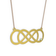 Taşlı Eternity Kolye - Akuamarin 18 ayar altın kolye (40 cm rose altın rolo zincir) #1sp8bmk