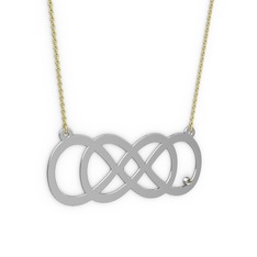 Taşlı Eternity Kolye - Dumanlı kuvars 18 ayar beyaz altın kolye (40 cm altın rolo zincir) #1u8a6us