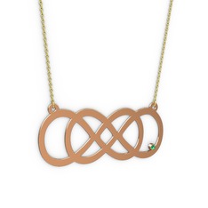 Taşlı Eternity Kolye - Yeşil kuvars 18 ayar rose altın kolye (40 cm altın rolo zincir) #1udttom