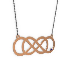 Taşlı Eternity Kolye - Lab safir 8 ayar rose altın kolye (40 cm gümüş rolo zincir) #1utagj9