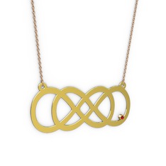 Taşlı Eternity Kolye - Garnet 8 ayar altın kolye (40 cm rose altın rolo zincir) #1uxguic