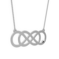 Taşlı Eternity Kolye - Siyah zirkon 18 ayar beyaz altın kolye (40 cm beyaz altın rolo zincir) #1ww9oub