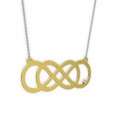 Taşlı Eternity Kolye - Swarovski 925 ayar altın kaplama gümüş kolye (40 cm beyaz altın rolo zincir) #23sln