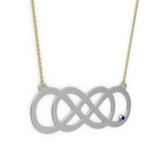 Taşlı Eternity Kolye - Lab safir 18 ayar beyaz altın kolye (40 cm altın rolo zincir) #2uwv55