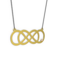 Taşlı Eternity Kolye - Pembe kuvars 925 ayar altın kaplama gümüş kolye (40 cm gümüş rolo zincir) #2vzxkv