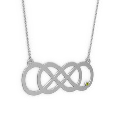 Peridot 14 ayar beyaz altın kolye (40 cm beyaz altın rolo zincir)