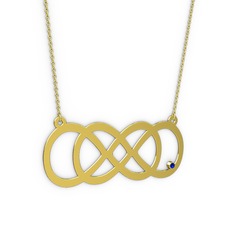 Taşlı Eternity Kolye - Lab safir 18 ayar altın kolye (40 cm altın rolo zincir) #a3ftek