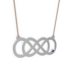 Taşlı Eternity Kolye - Lab safir 14 ayar beyaz altın kolye (40 cm rose altın rolo zincir) #aq9vy7