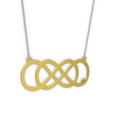 Taşlı Eternity Kolye - Peridot 8 ayar altın kolye (40 cm beyaz altın rolo zincir) #auau3s