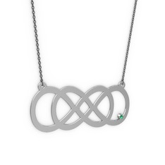 Yeşil kuvars 8 ayar beyaz altın kolye (40 cm gümüş rolo zincir)