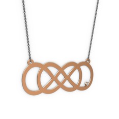 Taşlı Eternity Kolye - Pırlanta 8 ayar rose altın kolye (0.015 karat, 40 cm gümüş rolo zincir) #b4tyq7