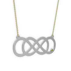 Peridot 14 ayar beyaz altın kolye (40 cm altın rolo zincir)