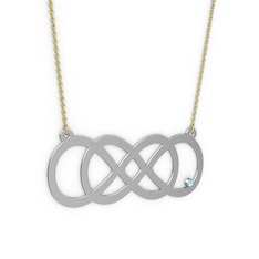 Taşlı Eternity Kolye - Akuamarin 18 ayar beyaz altın kolye (40 cm altın rolo zincir) #gd97rb