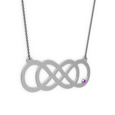 Taşlı Eternity Kolye - Ametist 925 ayar gümüş kolye (40 cm gümüş rolo zincir) #glehv2