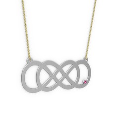 Taşlı Eternity Kolye - Rodolit garnet 18 ayar beyaz altın kolye (40 cm altın rolo zincir) #h397a2