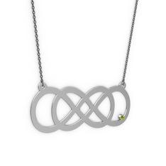 Taşlı Eternity Kolye - Peridot 18 ayar beyaz altın kolye (40 cm gümüş rolo zincir) #je89vs