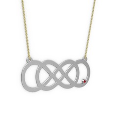 Garnet 14 ayar beyaz altın kolye (40 cm altın rolo zincir)