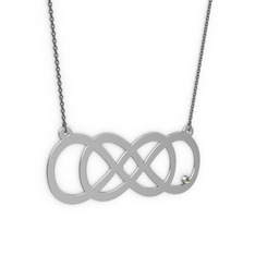 Taşlı Eternity Kolye - Dumanlı kuvars 925 ayar gümüş kolye (40 cm gümüş rolo zincir) #q02std