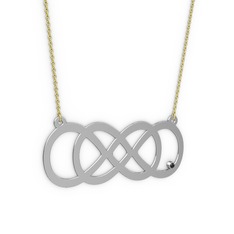 Taşlı Eternity Kolye - Siyah zirkon 18 ayar beyaz altın kolye (40 cm altın rolo zincir) #qetbnr