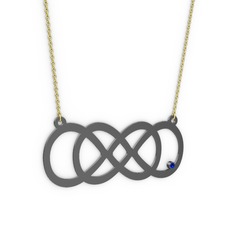 Taşlı Eternity Kolye - Lab safir 925 ayar siyah rodyum kaplama gümüş kolye (40 cm altın rolo zincir) #s99kgu