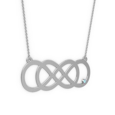 Taşlı Eternity Kolye - Akuamarin 8 ayar beyaz altın kolye (40 cm beyaz altın rolo zincir) #t5w3j