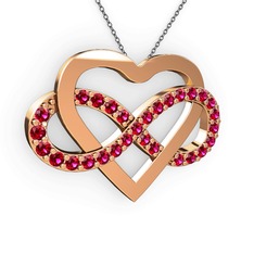 Rodolit garnet 925 ayar rose altın kaplama gümüş kolye (40 cm gümüş rolo zincir)