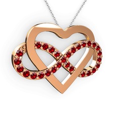 Garnet 925 ayar rose altın kaplama gümüş kolye (40 cm beyaz altın rolo zincir)