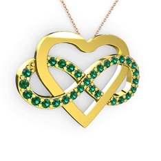 Kalpli Sonsuzluk Kolye - Yeşil kuvars 925 ayar altın kaplama gümüş kolye (40 cm rose altın rolo zincir) #127on5j