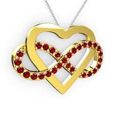 Kalpli Sonsuzluk Kolye - Garnet 18 ayar altın kolye (40 cm gümüş rolo zincir) #134ze7a