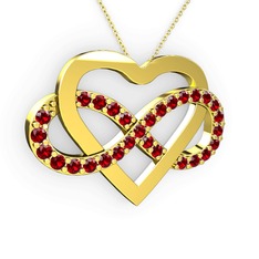 Kalpli Sonsuzluk Kolye - Garnet 8 ayar altın kolye (40 cm altın rolo zincir) #137tgbv