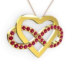 Kalpli Sonsuzluk Kolye - Rodolit garnet 8 ayar altın kolye (40 cm rose altın rolo zincir) #14hh5wq