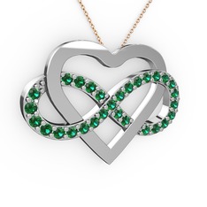 Kalpli Sonsuzluk Kolye - Yeşil kuvars 925 ayar gümüş kolye (40 cm gümüş rolo zincir) #1cykx8h